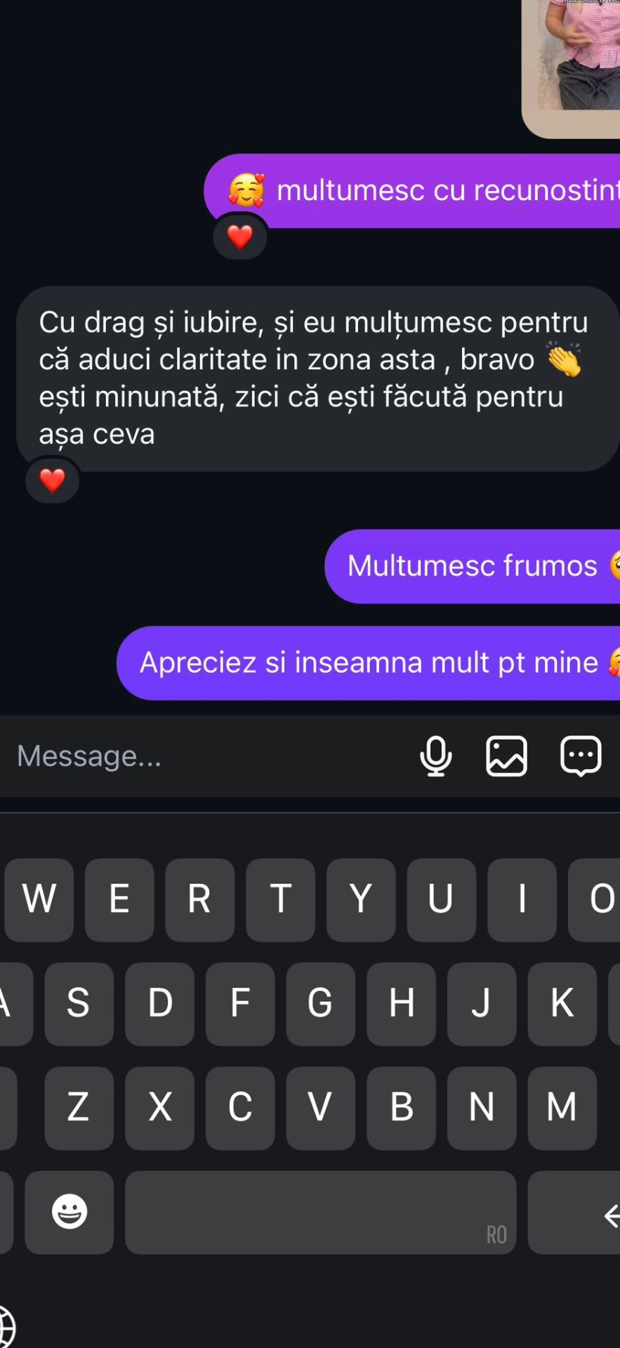 Conversație recentă cu o clientă